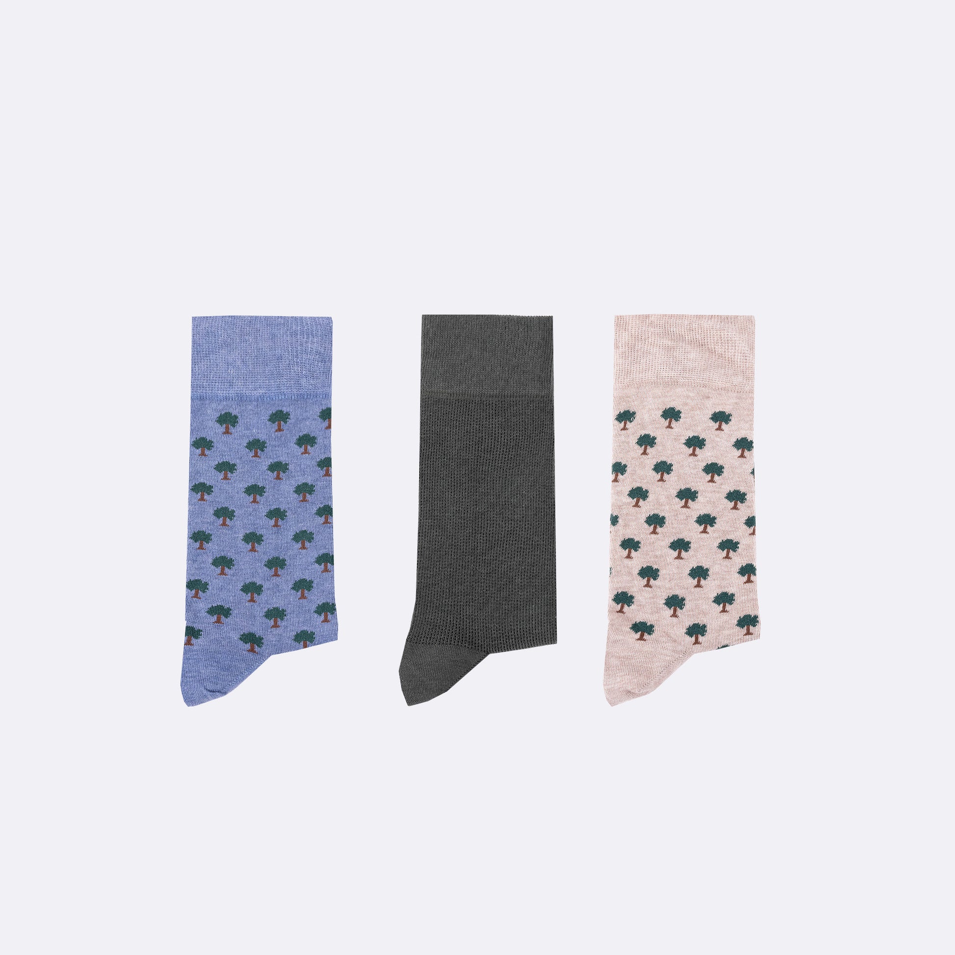 Trio de chaussettes arbres écru/kaki/arbres bleu - 38/41