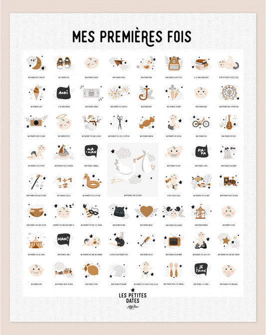 Kit affiche à dater - Mes premières fois (couple Papa/Maman)