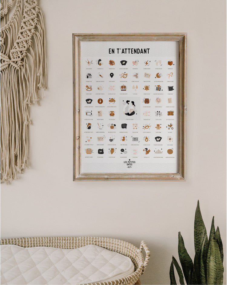 Kit affiche à dater - En t'attendant (couple Papa/Maman) — Les petites dates , Lyon