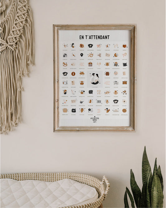 Kit affiche à dater - En t'attendant (couple Papa/Maman)