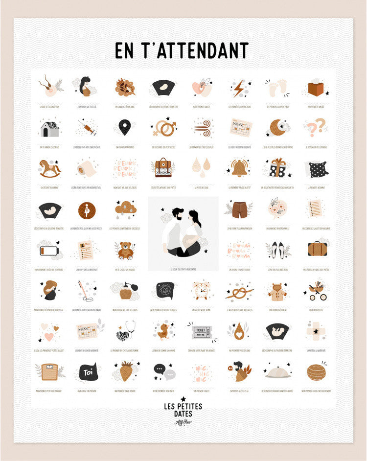 Kit affiche à dater - En t'attendant version Maman solo ou couple de mamans — Les petites dates , Lyon