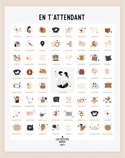 Kit affiche à dater - En t'attendant version Maman solo ou couple de mamans