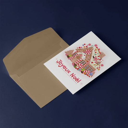 Carte Joyeux Noël - Maison sucrée