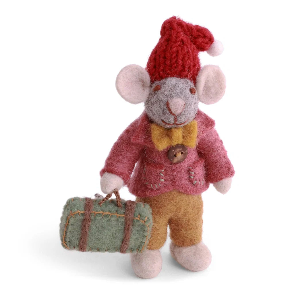 Souris grise avec sa valise