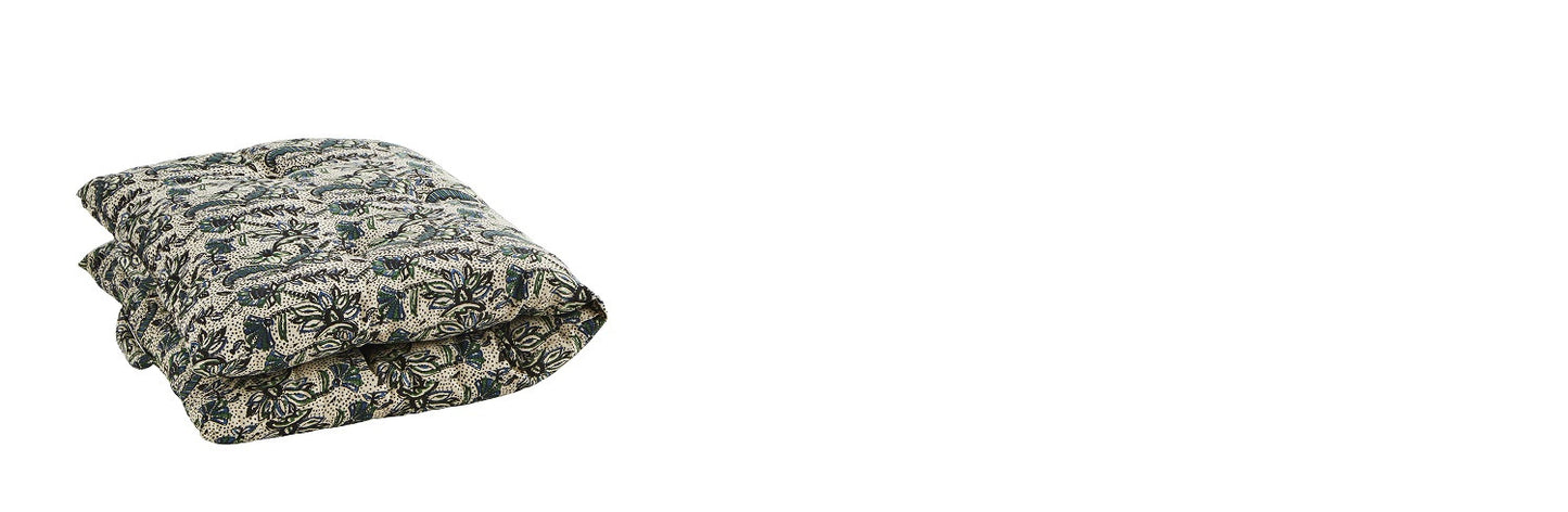 Matelas fleurs vertes, pointillés noirs - 60x100cm — Madam Stoltz , Lyon