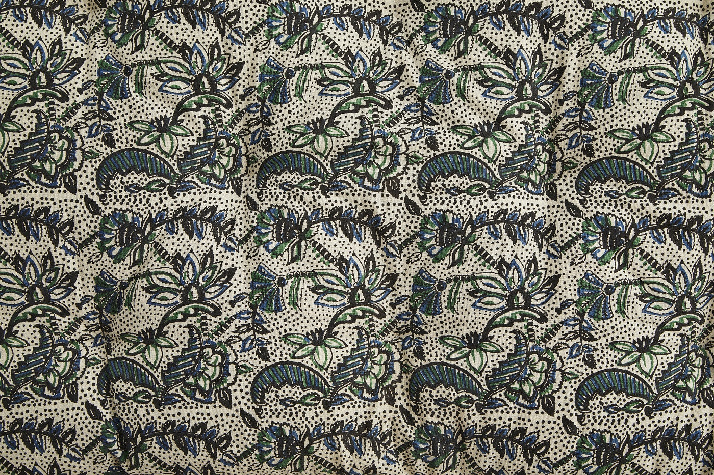 Matelas fleurs vertes, pointillés noirs - 60x100cm — Madam Stoltz , Lyon