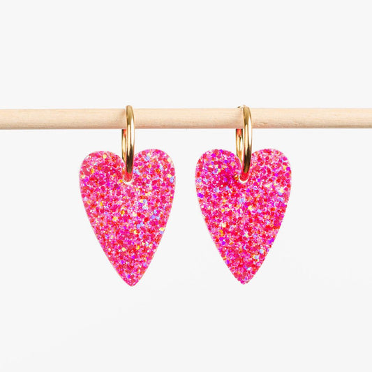 Boucles d'oreilles coeur - Mix fuchsia