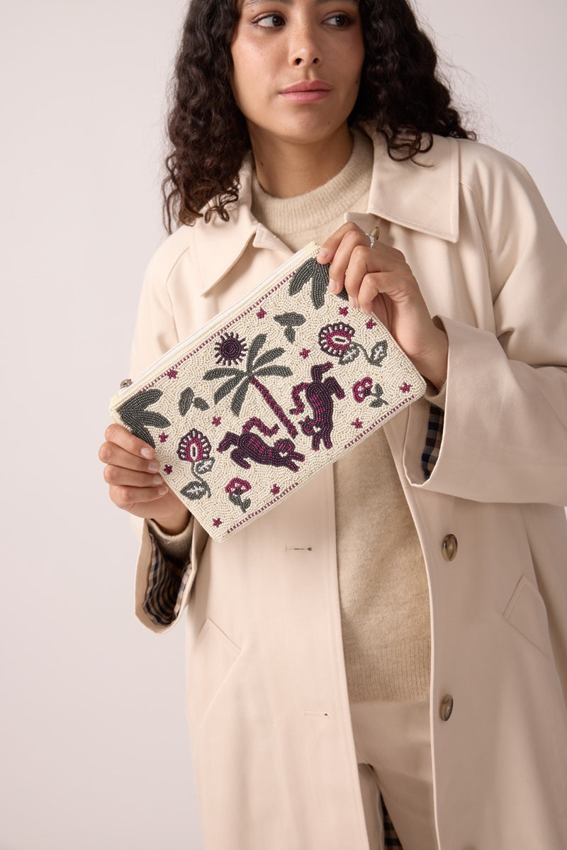 Pochette Ava - Perles figue