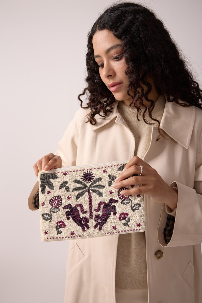 Pochette Ava - Perles figue