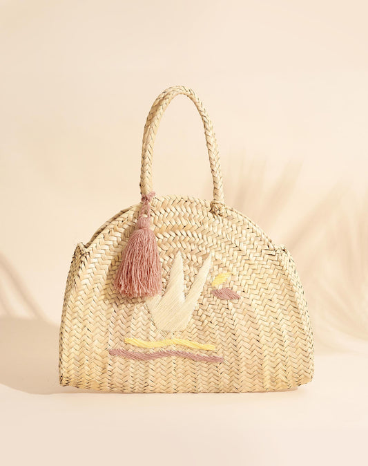 Panier Luana brodé rose