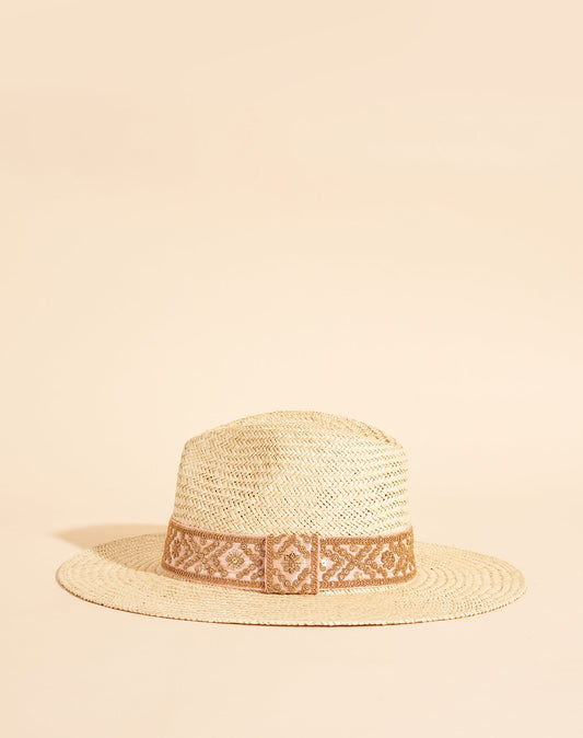 Chapeau Rosalie Galon indien rose et doré - L