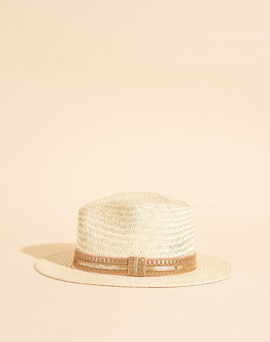 Chapeau César Galon indien rose et doré - L