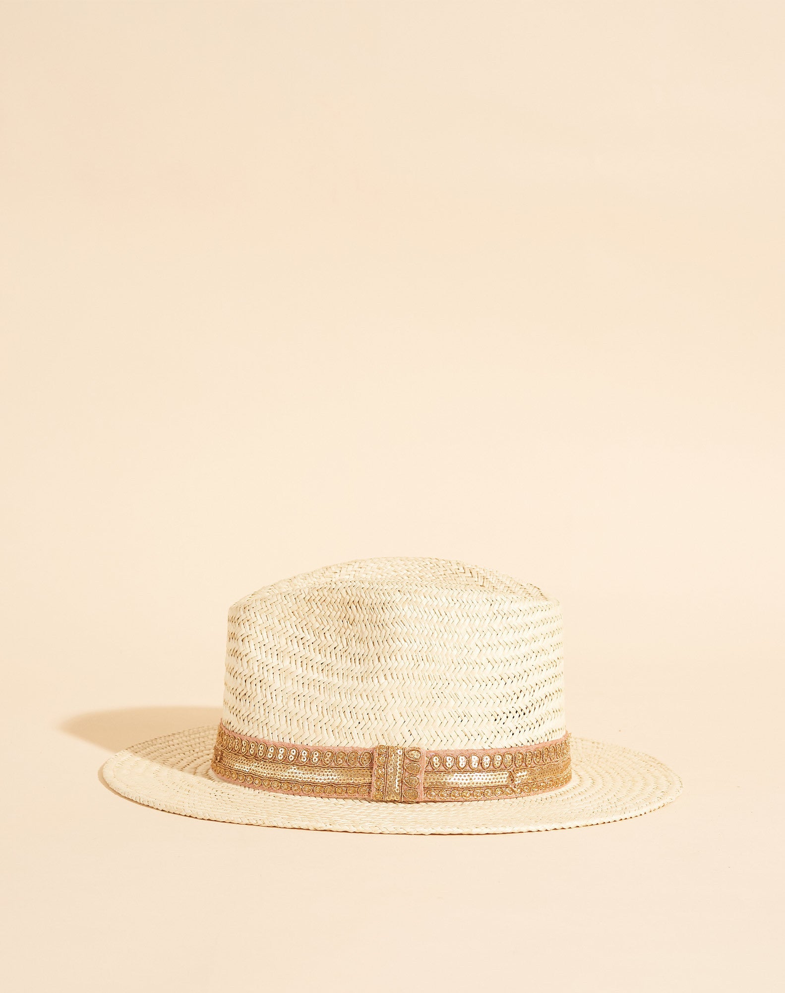 Chapeau César Galon indien rose et doré - M