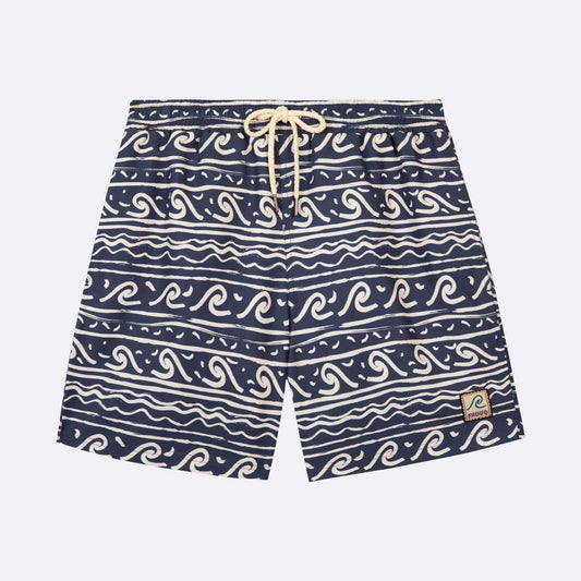 Short de bain Navy motifs blanc - Taille XL