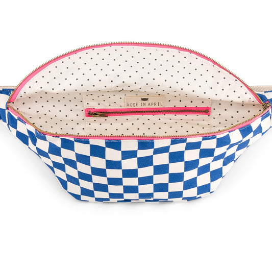 Sac banane damier - écru/bleu — Rose in April , Lyon