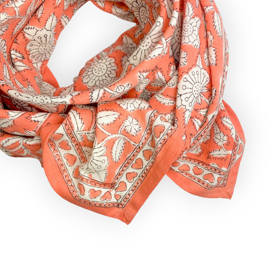 Big foulard Latika Coeurs - Papaye