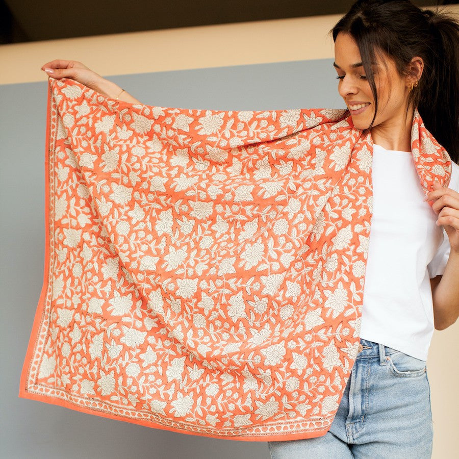 Big foulard Latika Coeurs - Papaye
