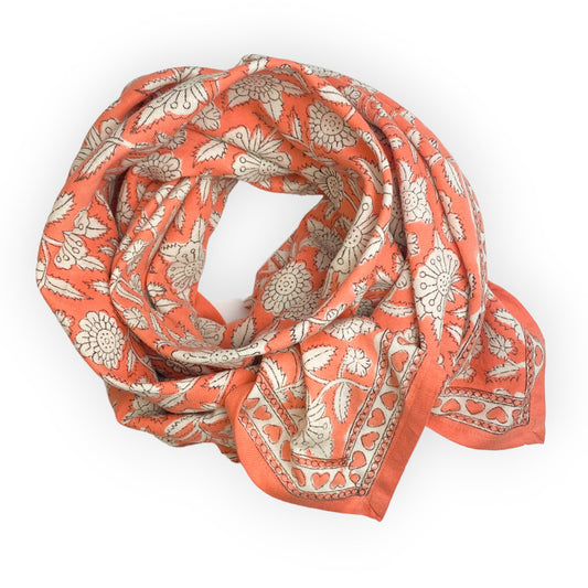 Big foulard Latika Coeurs - Papaye