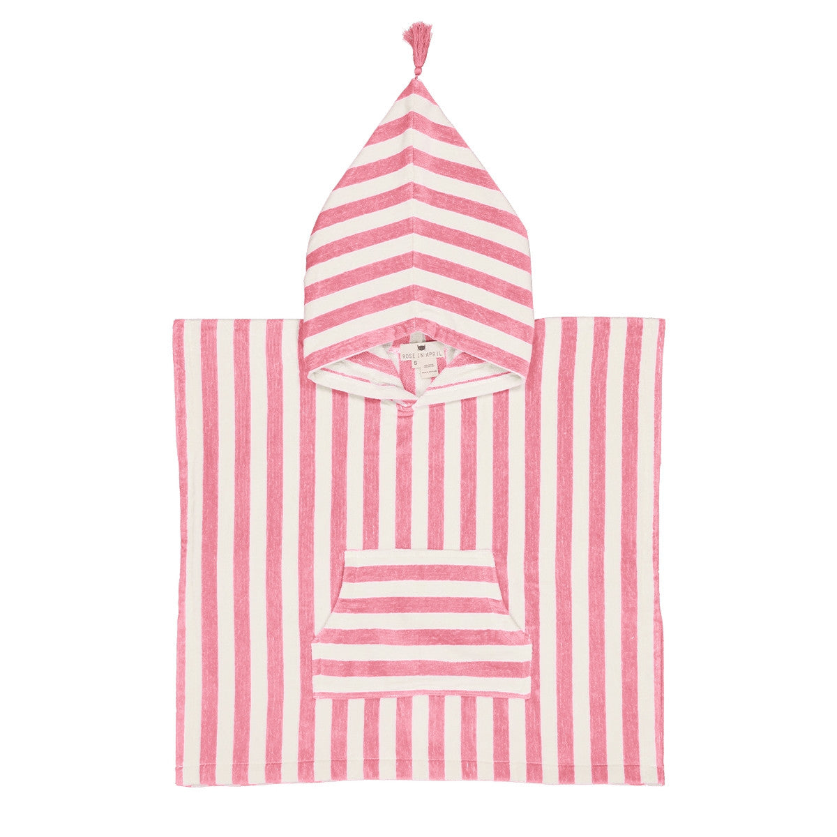 Poncho de bain Suzon - Rayé strawberry et blanc - 1/3 ans — Rose in April , Lyon