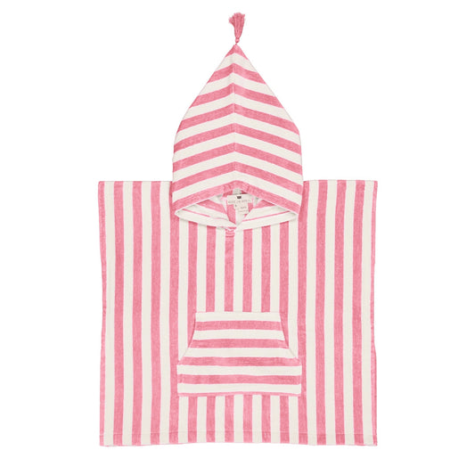 Poncho de bain Suzon - Rayé strawberry et blanc - 1/3 ans — Rose in April , Lyon
