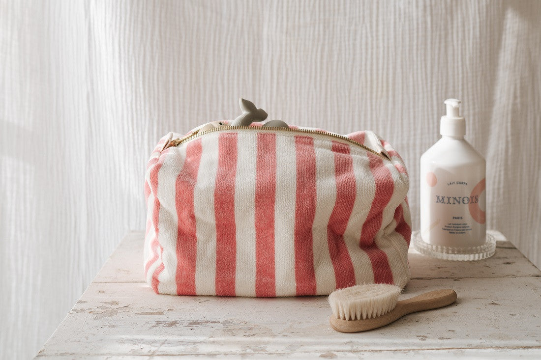 Trousse de toilette éponge rayée Vic - strawberry