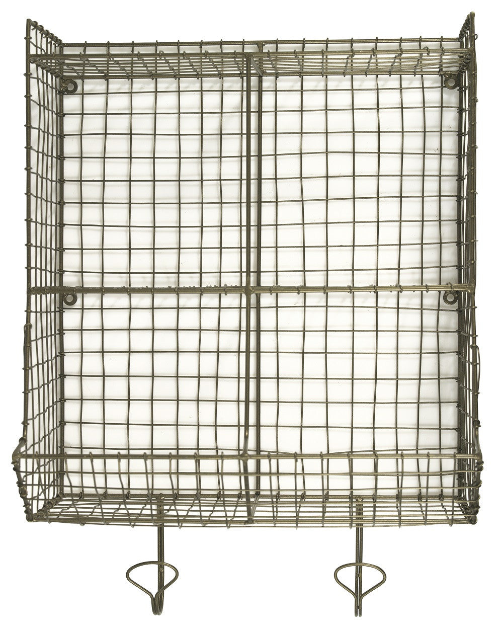 Etagère en laiton format carré 4 cases et crochets