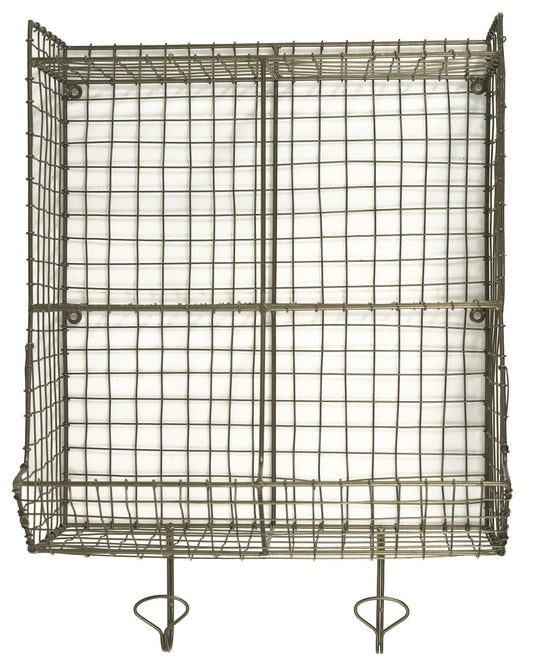 Etagère en laiton format carré 4 cases et crochets