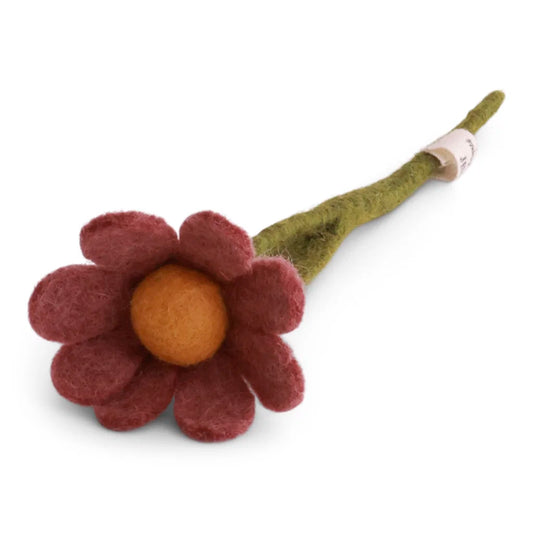 Petite anémone avec feuille - Rouge