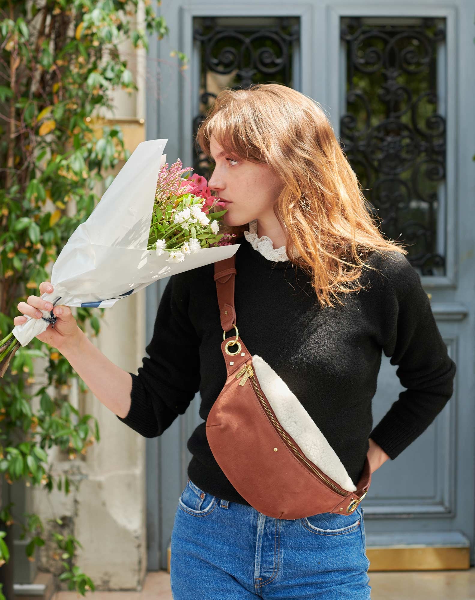 Sacoche Banane Nicole Sherpa cognac — Maradji , Lyon