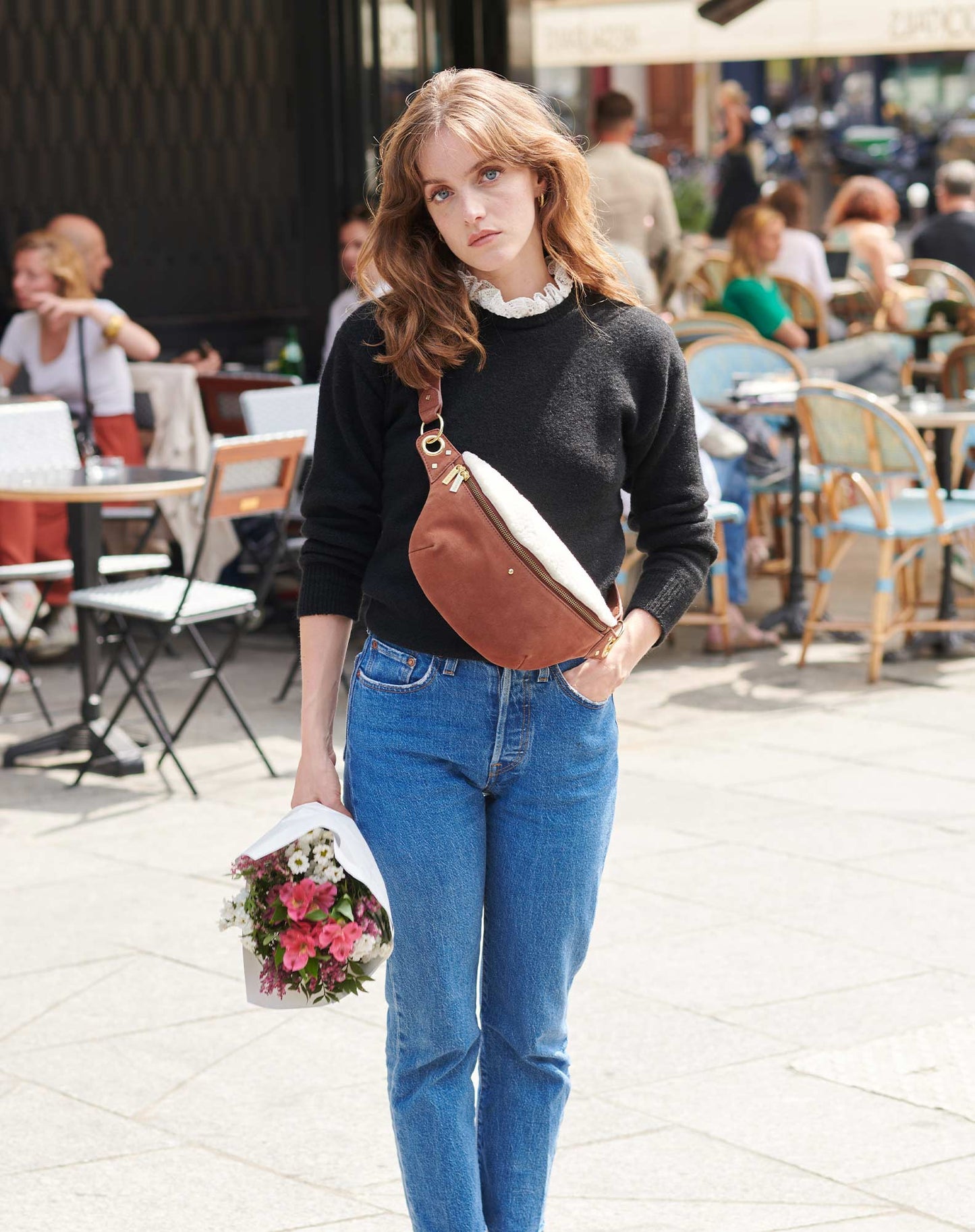 Sacoche Banane Nicole Sherpa cognac — Maradji , Lyon