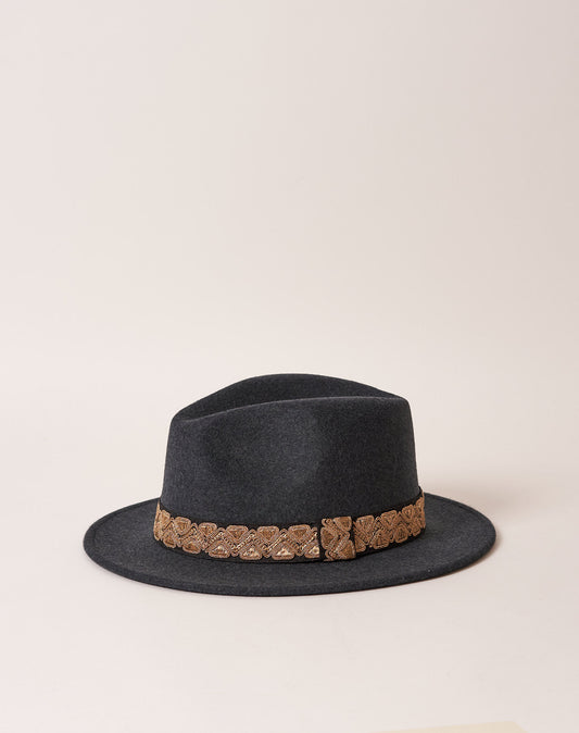 Chapeau Jim Anthracite Galon brodé - L