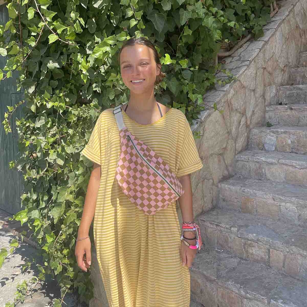 Sac banane damier - Strawberry/caramel