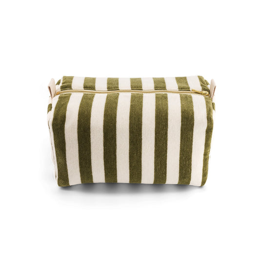 Trousse de toilette éponge rayée Vic - kaki