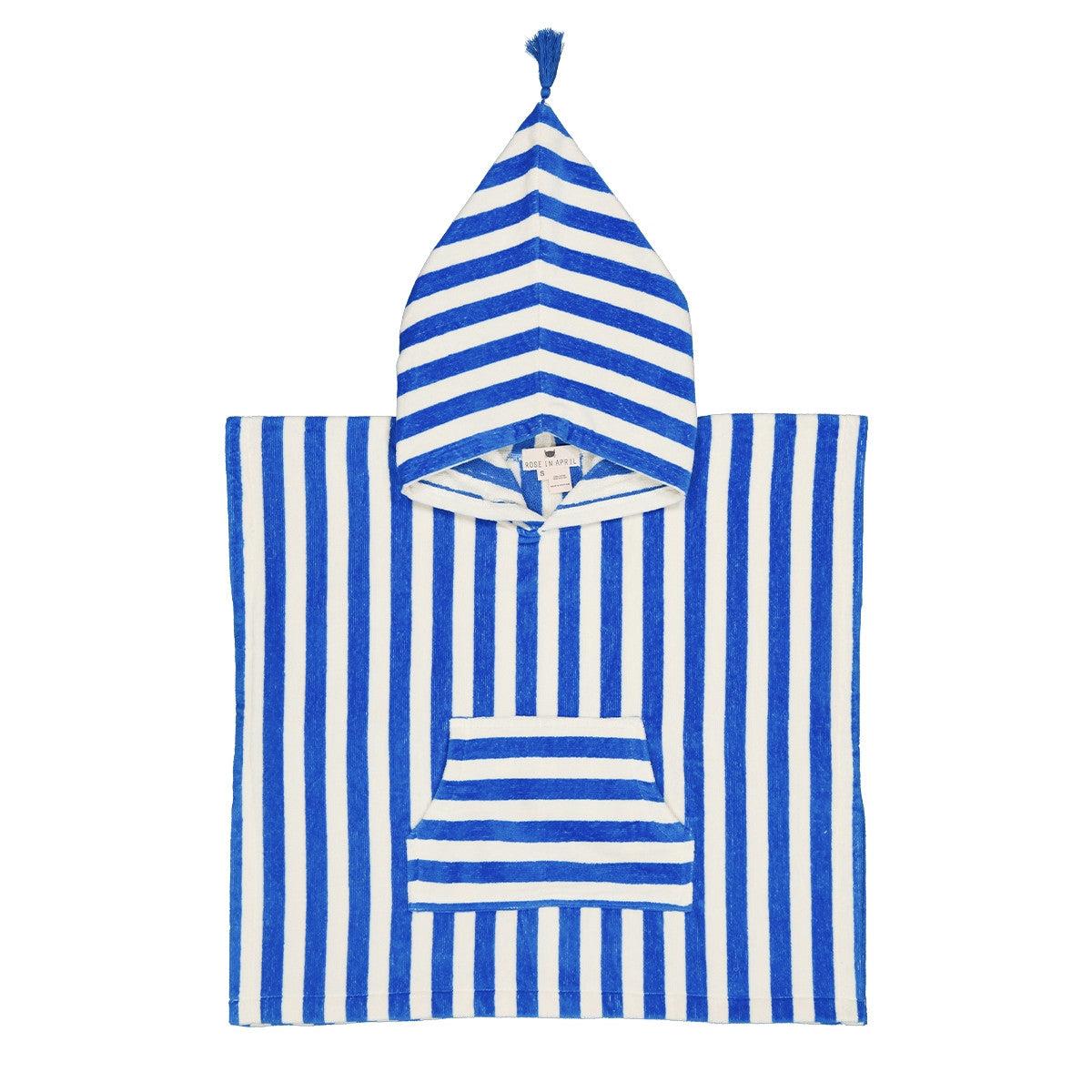 Poncho de bain Suzon - Rayé bleu grec et blanc - 1/3 ans — Rose in April , Lyon