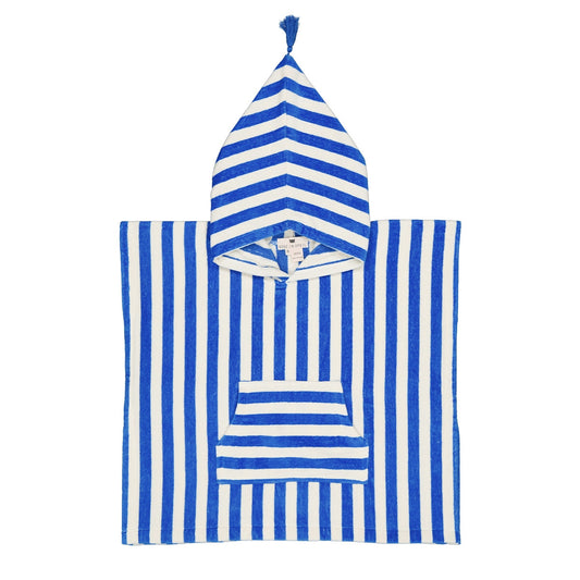 Poncho de bain Suzon - Rayé bleu grec et blanc - 1/3 ans — Rose in April , Lyon