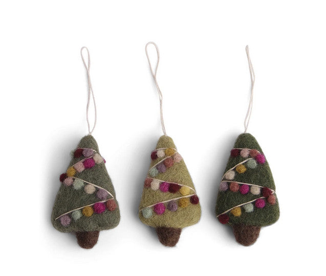 Set de 3 petits sapins décorés en feutre de laine — En Gry & Sif , Lyon