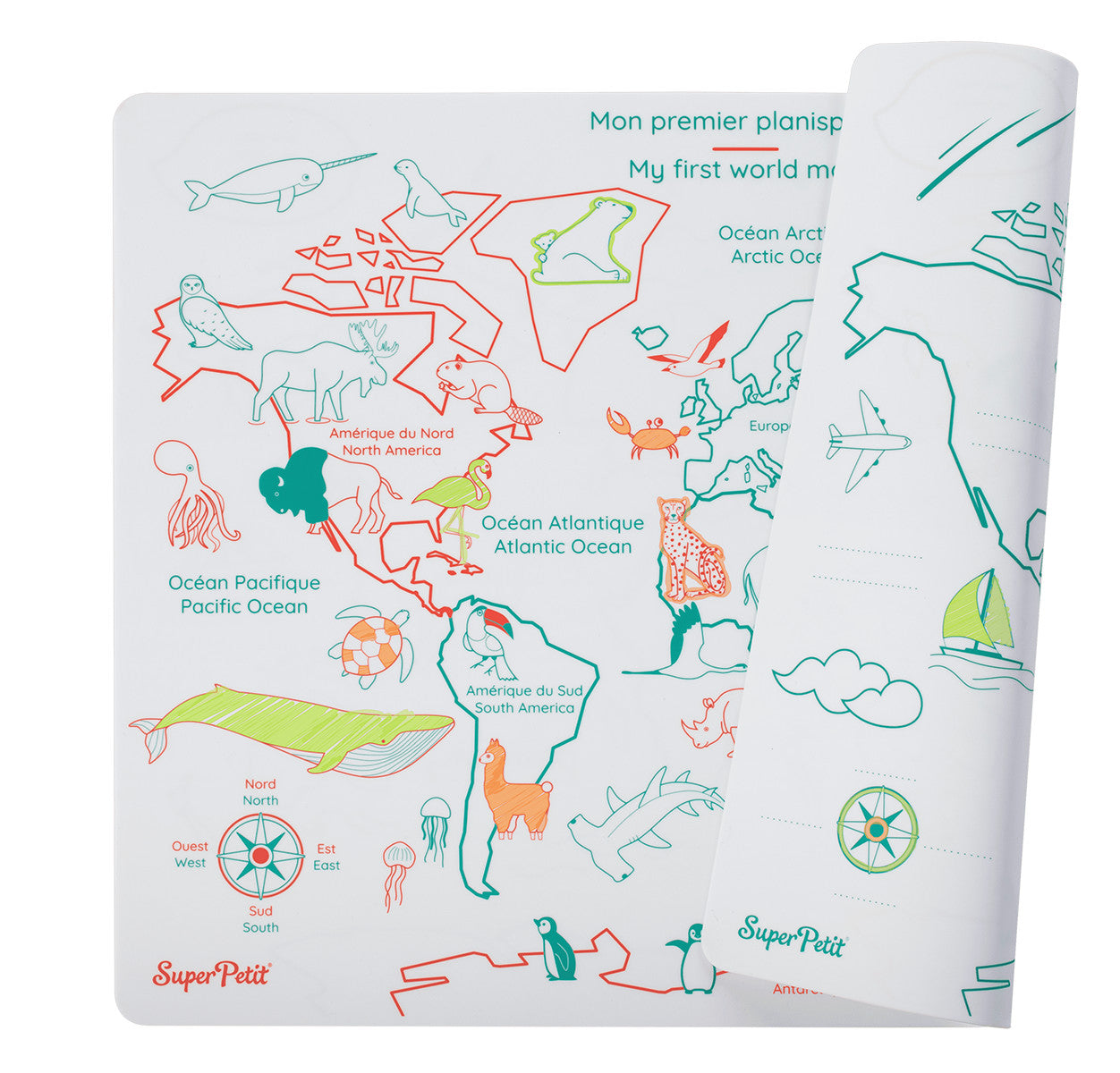 Set pédagogique en silicone + 1 feutre - Planisphère