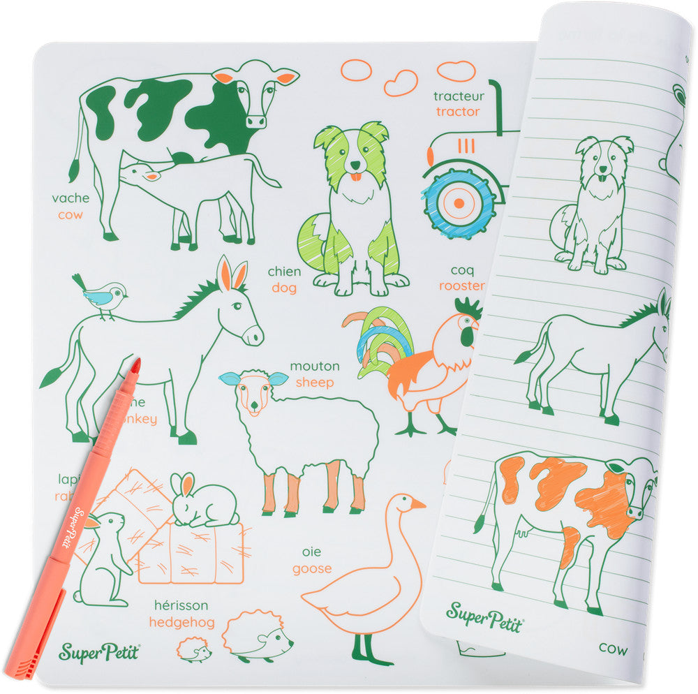 Set pédagogique en silicone + 1 feutre - Animaux de la ferme