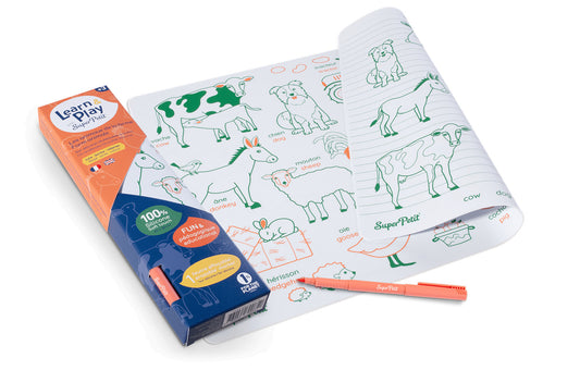 Set pédagogique en silicone + 1 feutre - Animaux de la ferme