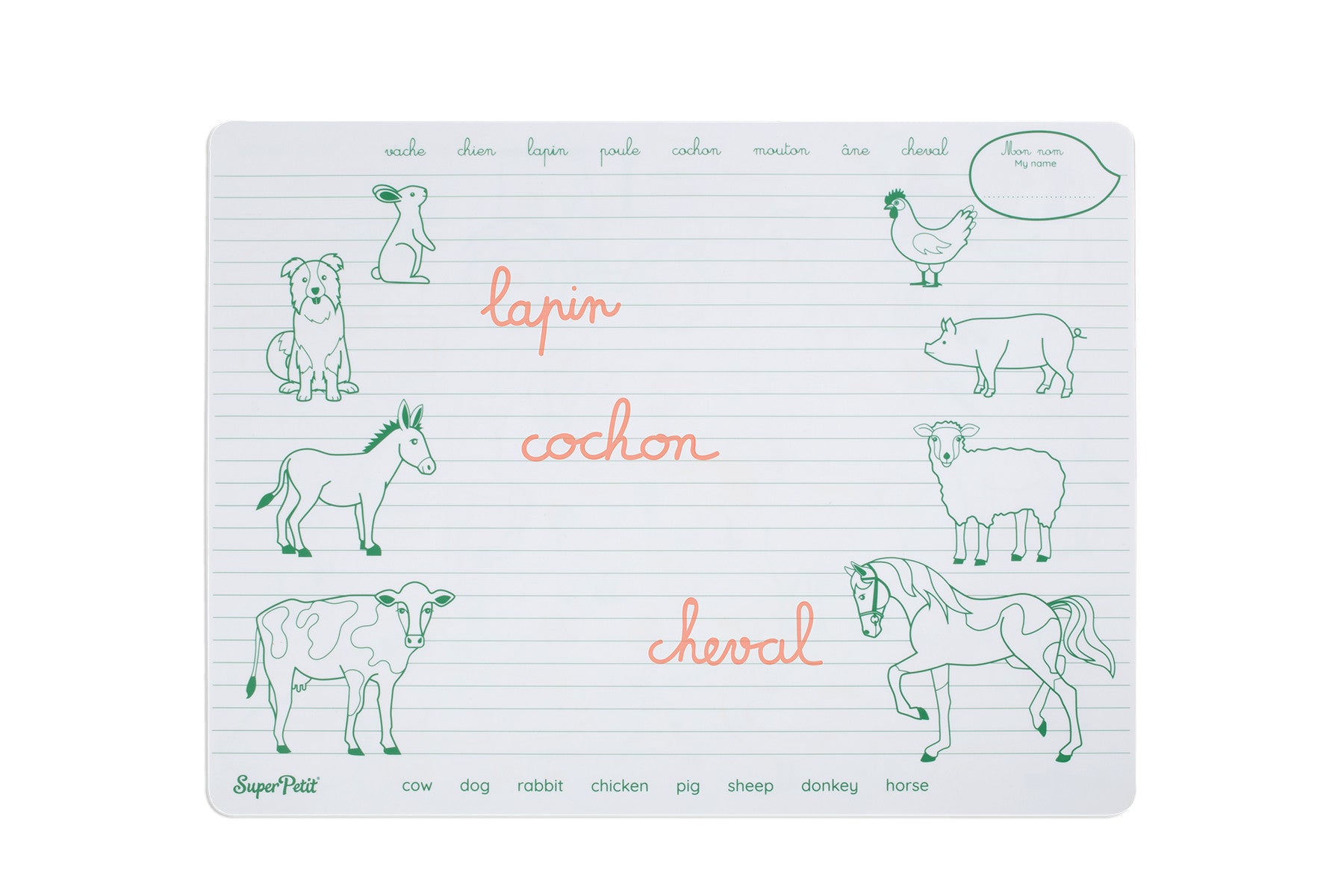 Set pédagogique en silicone + 1 feutre - Animaux de la ferme