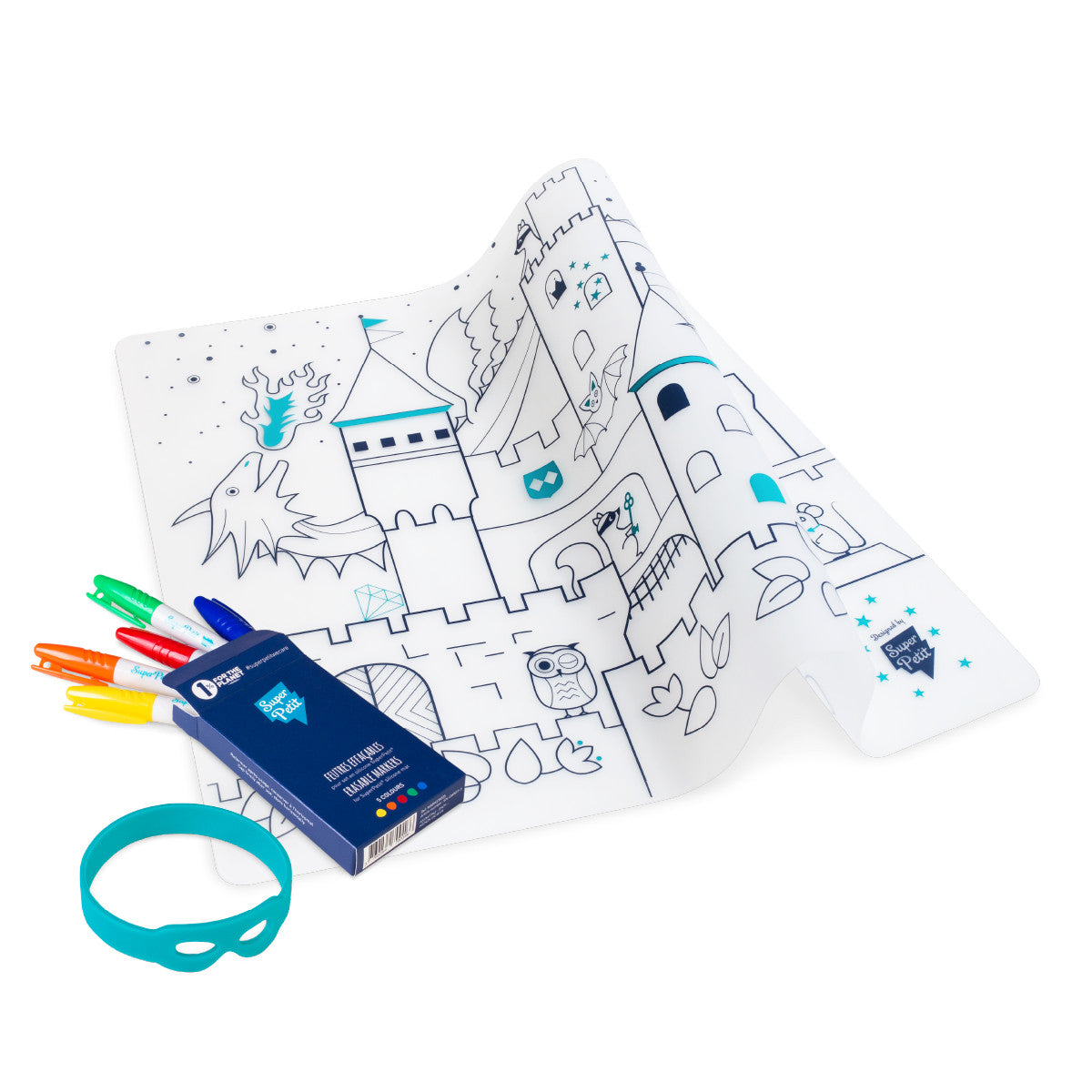Set en silicone à colorier + 5 feutres - Château