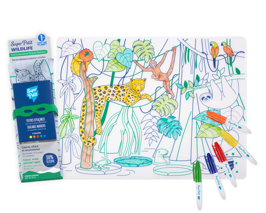 Set en silicone à colorier + 5 feutres - Forêt amazonienne