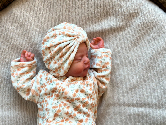Bonnet turban Velours Californian Poppy Naissance — Bonjour Little , Lyon