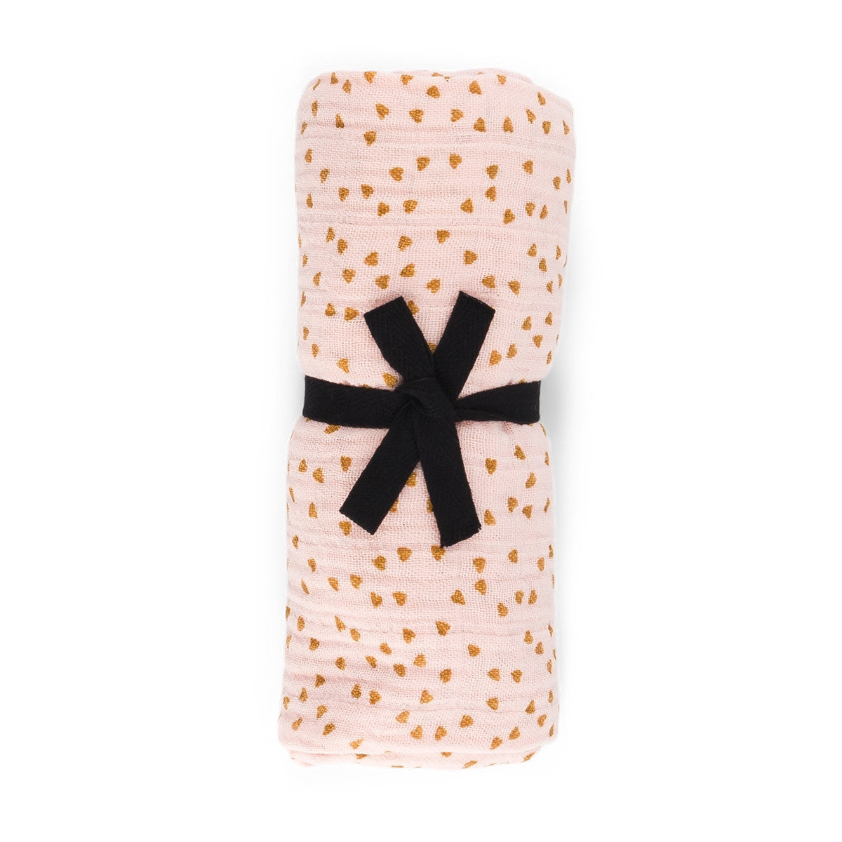 Grand lange rose pâle Bianca - Mini coeurs moutarde