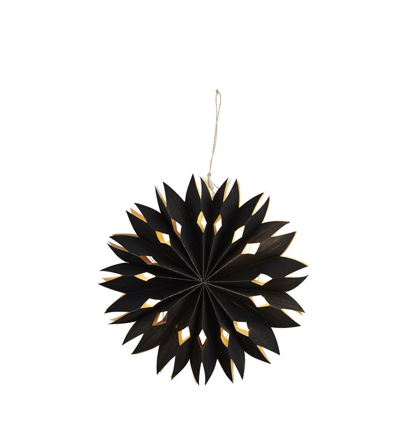 Etoile en papier lumineuse noire 30cm