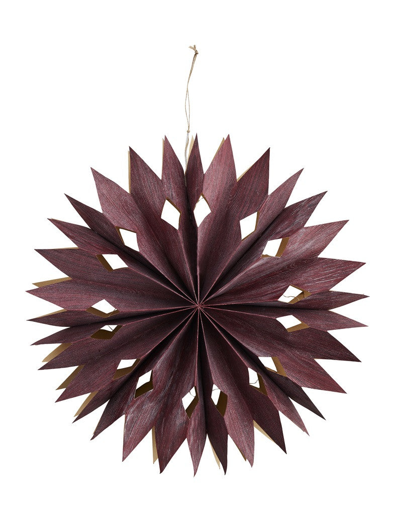 Etoile en papier lumineuse bordeaux 40cm