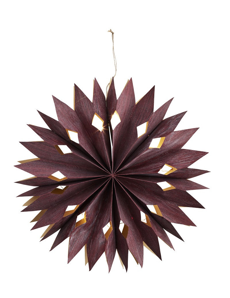 Etoile en papier lumineuse bordeaux 40cm