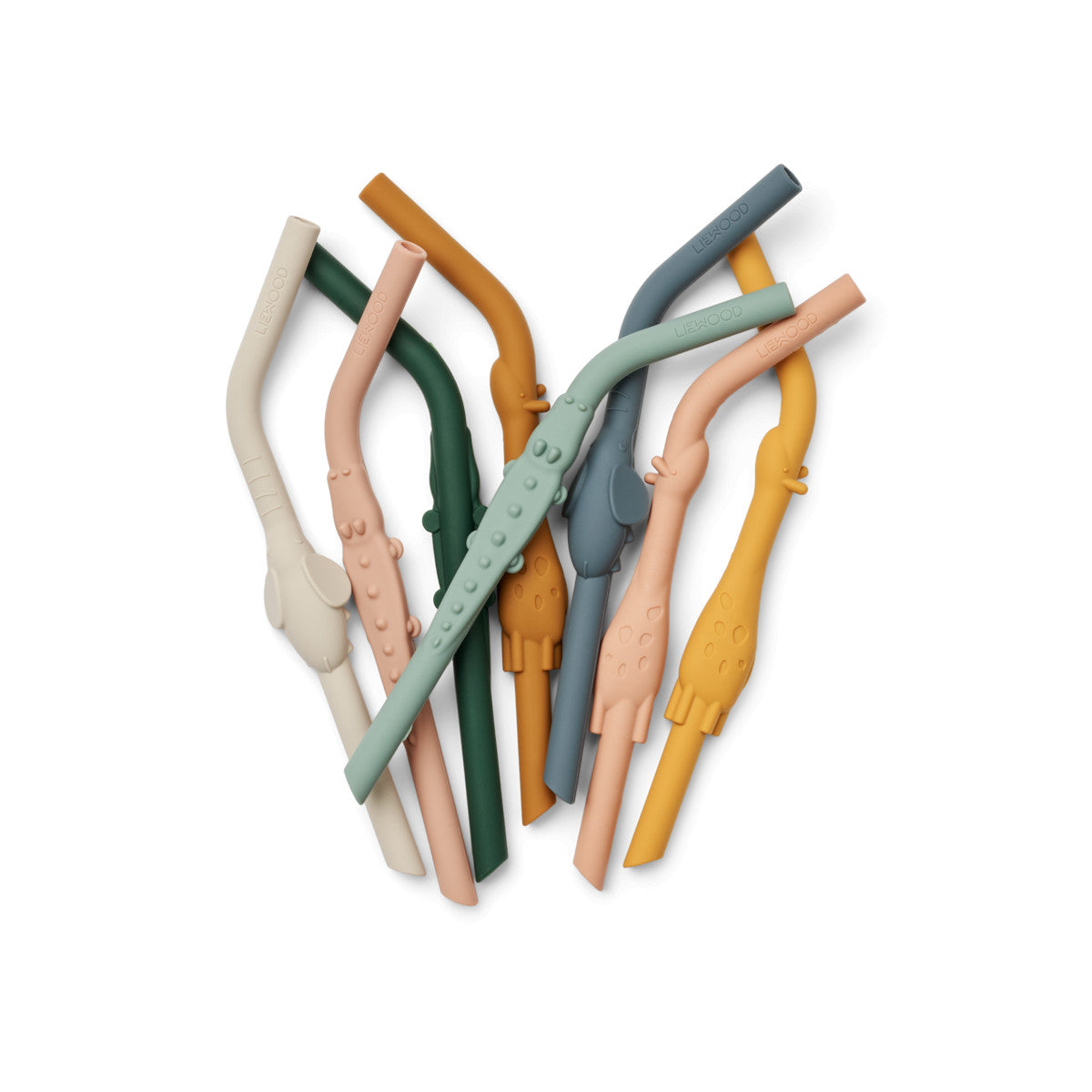 Lot de 8 pailles Animaux en silicone