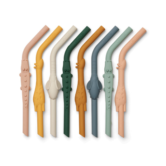 Lot de 8 pailles Animaux en silicone