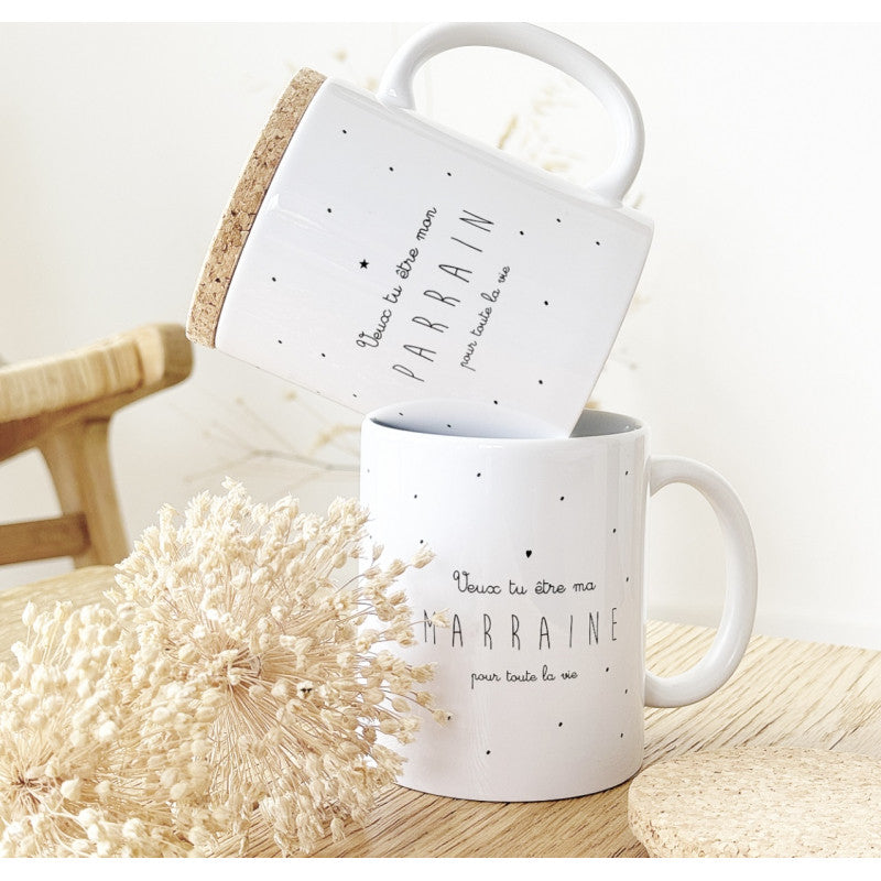 Mug avec couvercle Veux-tu être mon parrain